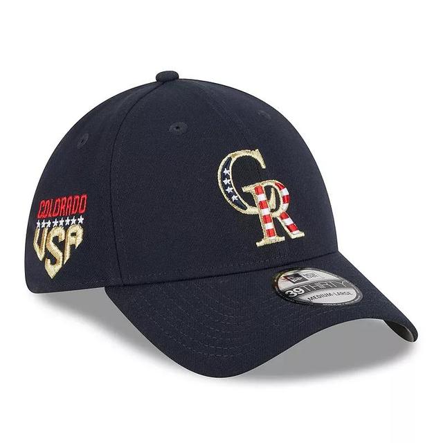 Mens New Era Navy Colorado Rockies 2023 Fourth of July 39THIRTY Flex Fit Hat Blue Product Image