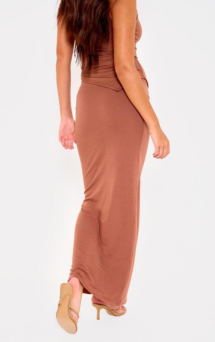 Chocolate Double Layer Contour Jersey Maxi Skirt Product Image