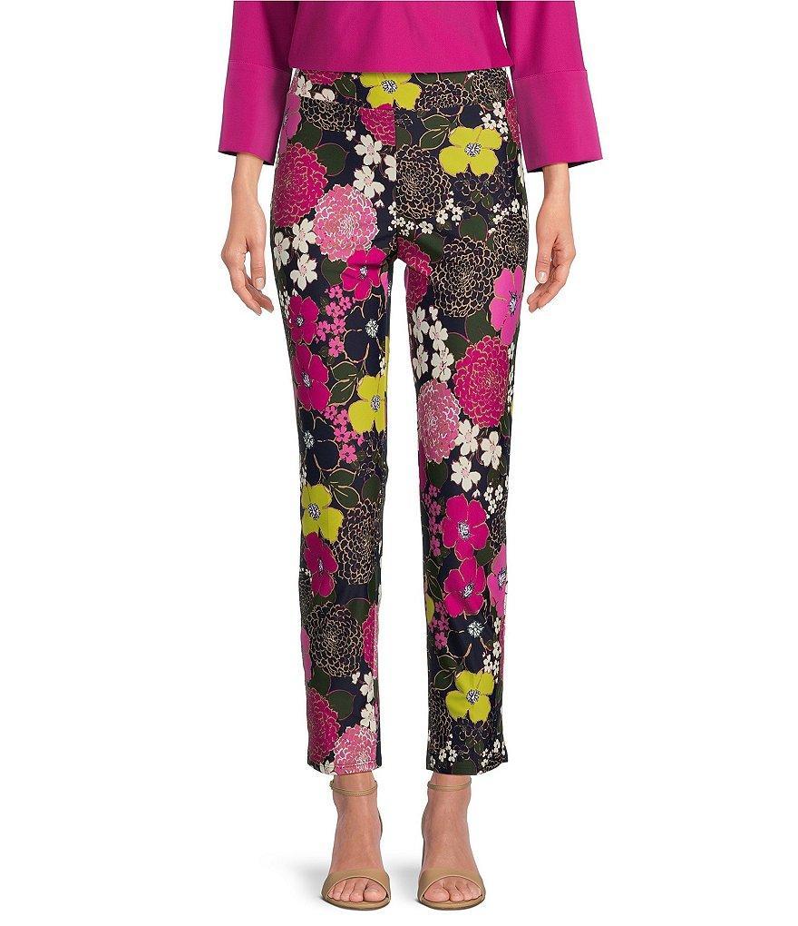 Jude Connally Lucia Autumn Blooms Print Jude Cloth Stretch Knit Wrinkle-Free Pull-On Coordinating Cropped Pants Product Image