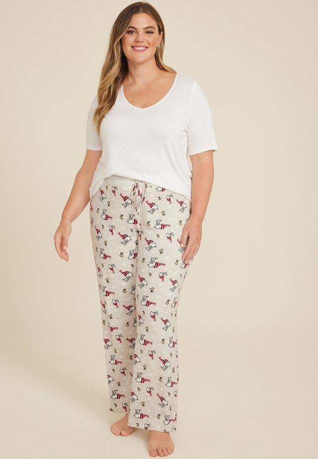 Maurices Plus Size Womens Snoopy Hacci Wide Leg Pajama Pants Gray Size 3X Product Image