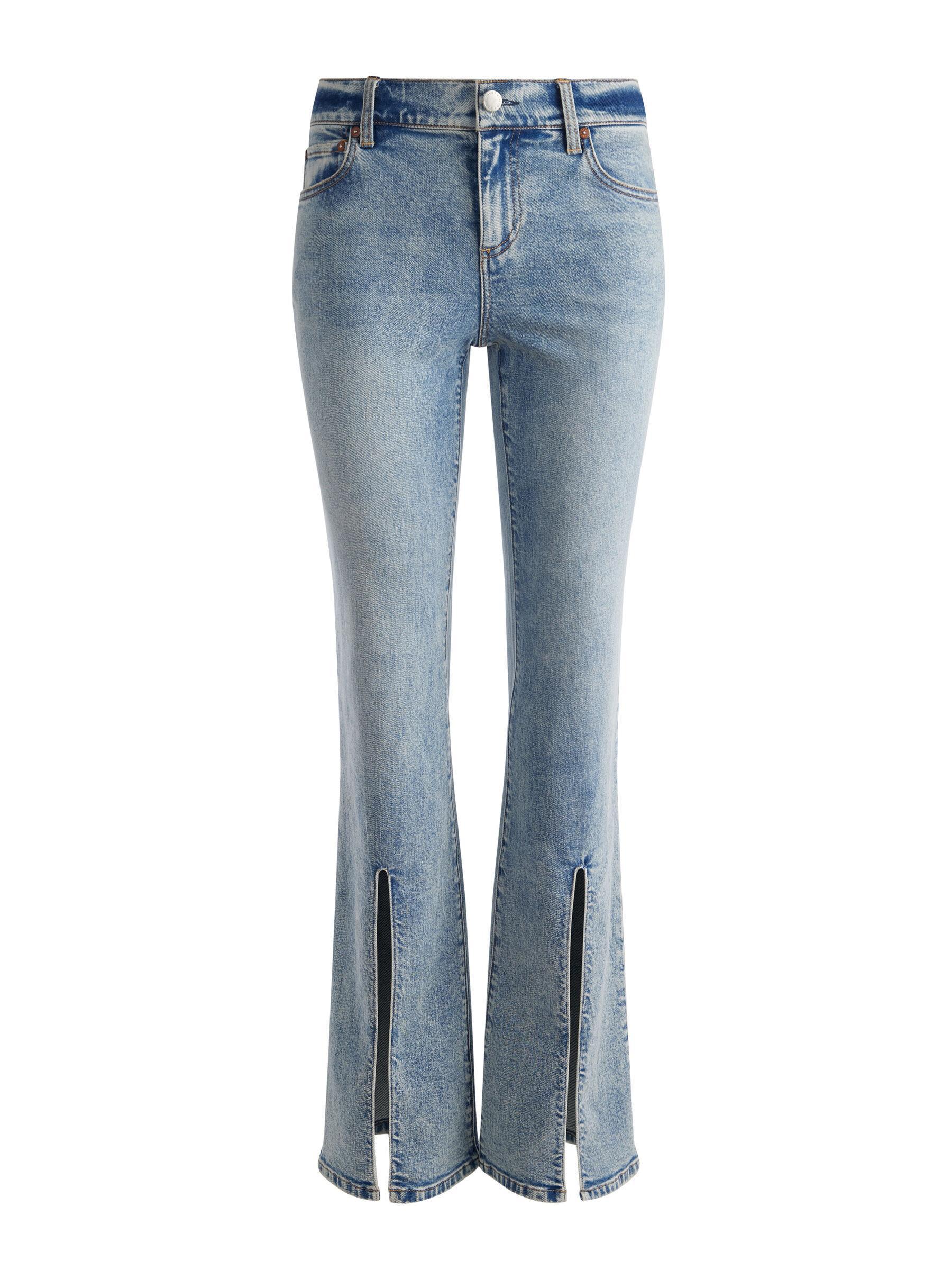 ALICE AND OLIVIA Winslow Low Rise Slim Slit Jean In Harlow Vintage Blue product image