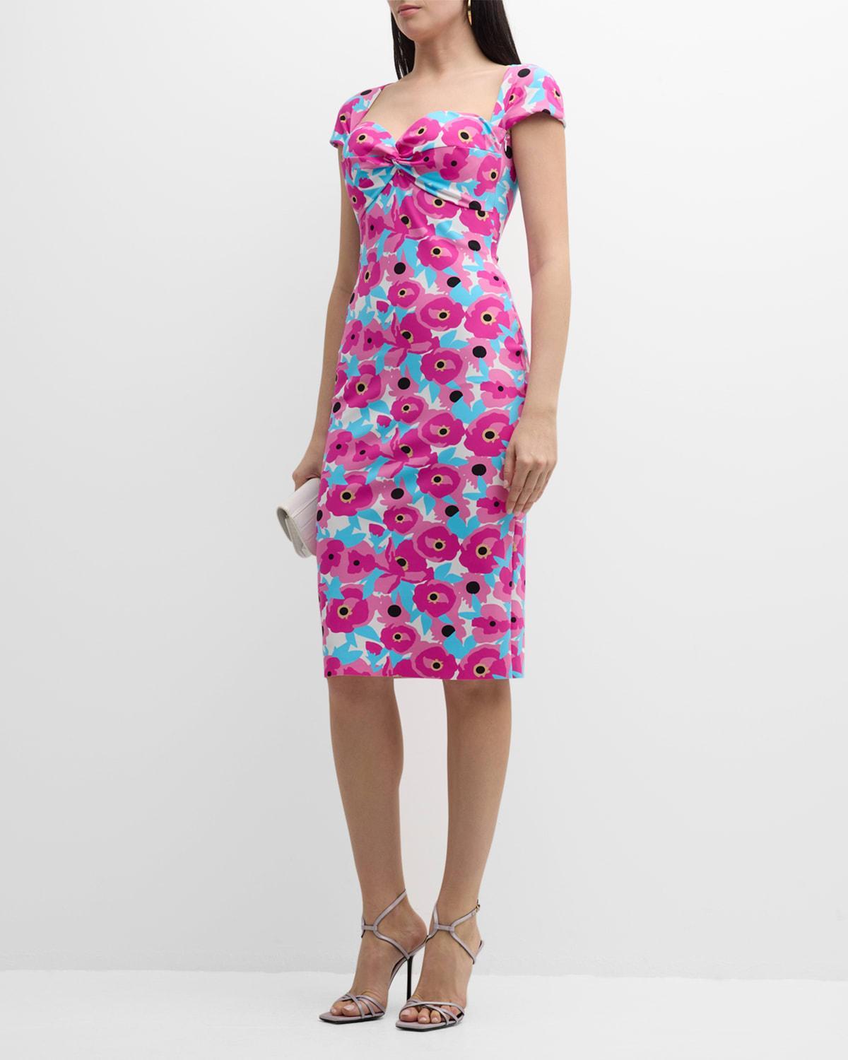 Womens Battiata Sweetheart Floral Midi-Dress Product Image