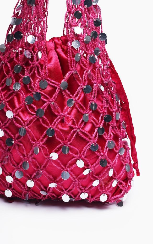 Pink Sequin Knit Tote Bag Product Image