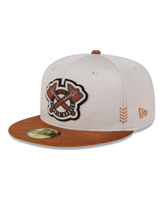 Mens New Era Stone/Brown Atlanta Braves 2024 Clubhouse 59FIFTY Fitted Hat Product Image