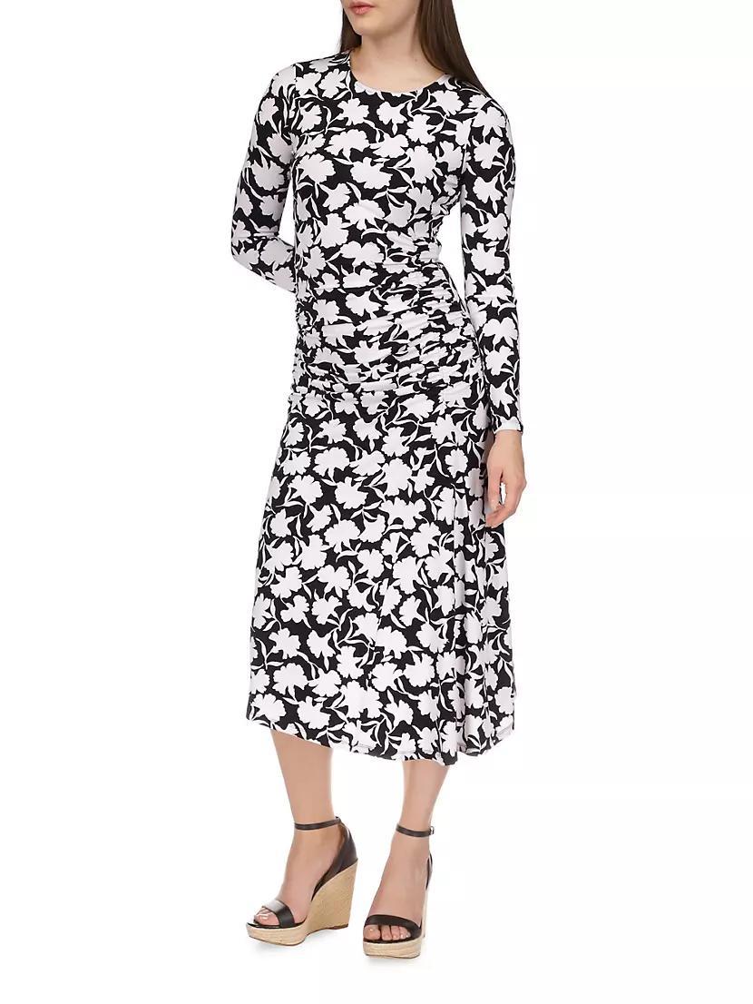 Ruched Floral Midi-Dress Product Image