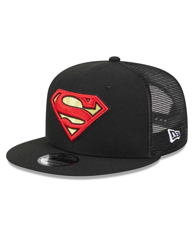 Mens New Era Black Superman Trucker 9FIFTY Snapback Hat Product Image