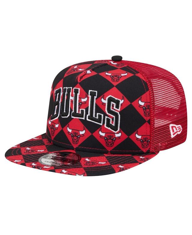 New Era Mens Red Chicago Bulls Seeing Diamonds A-Frame Trucker 9FIFTY Snapback Hat Product Image