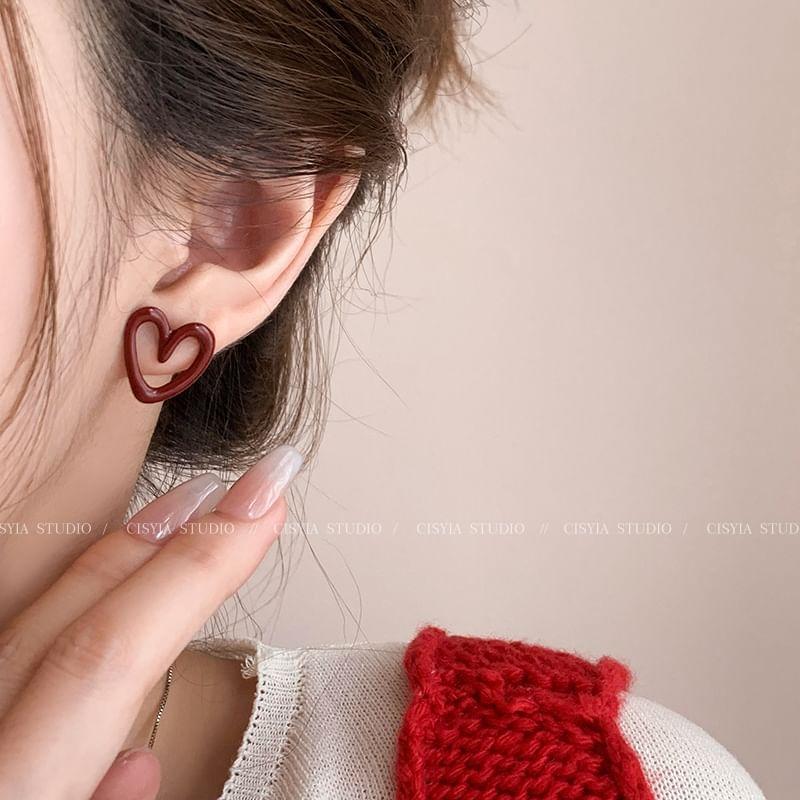 Heart Glaze Alloy Stud Earring Product Image