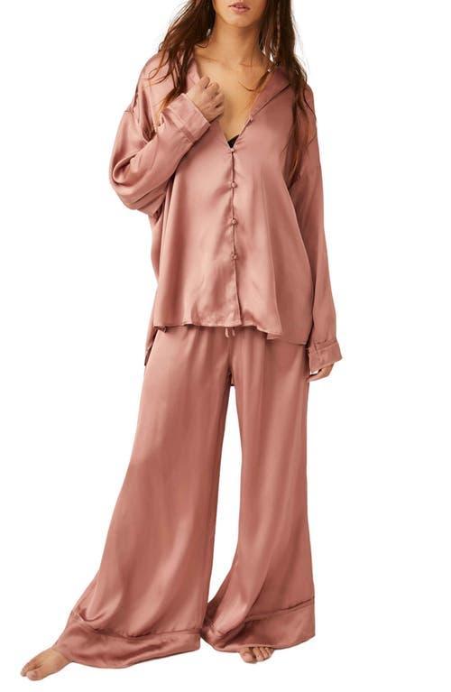 Free People Dreamy Days Solid Lightweight Satin Oversized Pajama Set Product Image