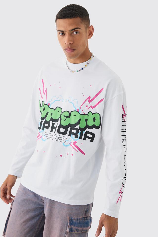 Long Sleeve Euphoria Graphic T-shirt | boohooMAN USA Product Image