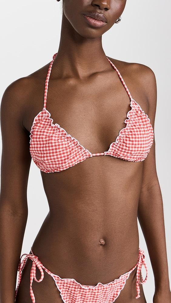 Good American Gingham Lattice Edge Bikini Top | Shopbop Product Image