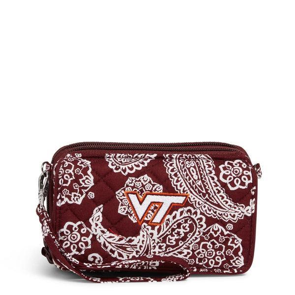 Vera Bradley Collegiate RFID All in One Crossbody Bag Women in Maroon/White Bandana with Virginia Tech Logo Red/White Product Image