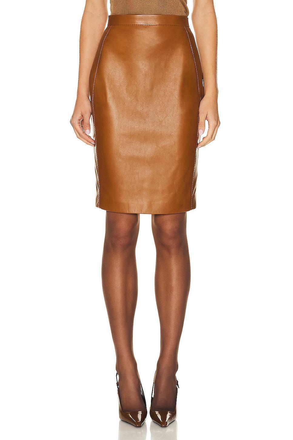 Saint Laurent Leather Skirt in Cognac product image