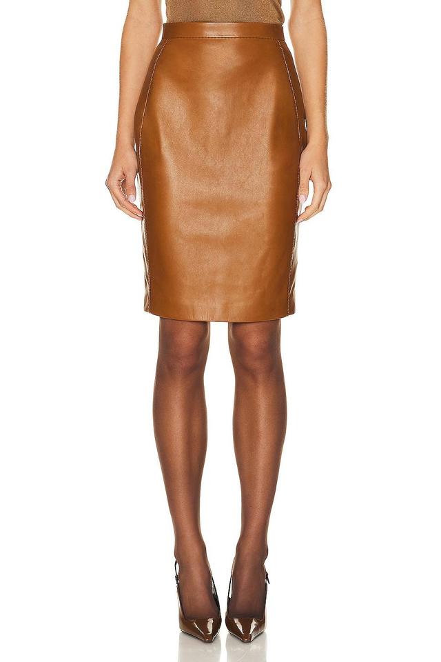 Saint Laurent Leather Skirt Cognac. (also in 38). Product Image