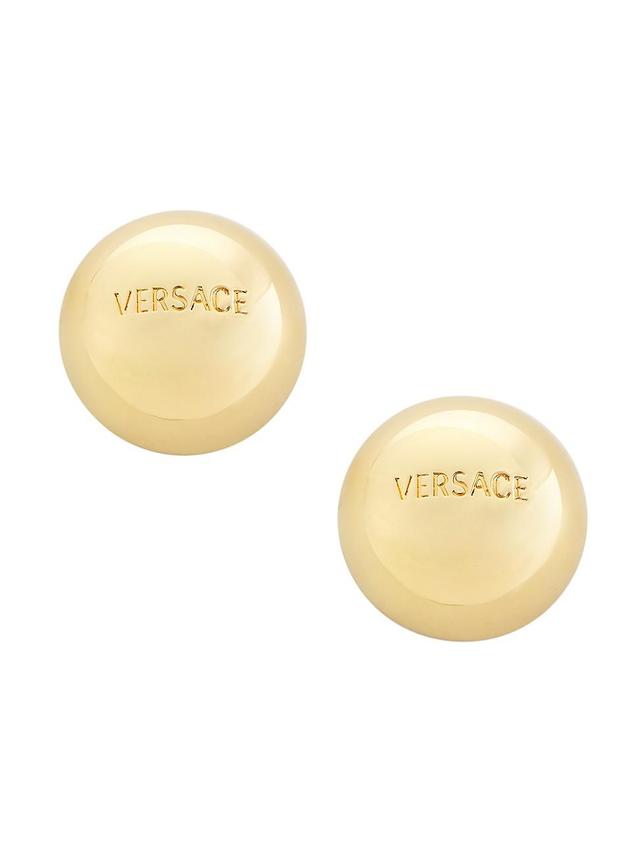 Womens Goldtone Domed Logo Button Earrings Product Image