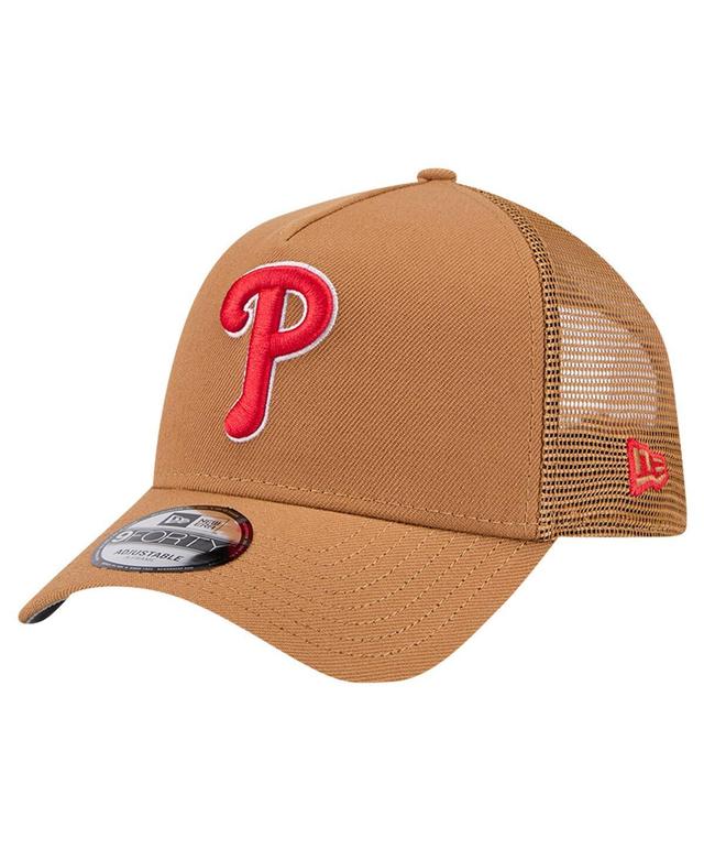 New Era Mens Brown Philadelphia Phillies A-Frame Trucker 9FORTY Adjustable Hat Product Image