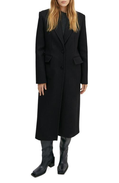 MANGO Peak Lapel Wool Blend Coat Product Image