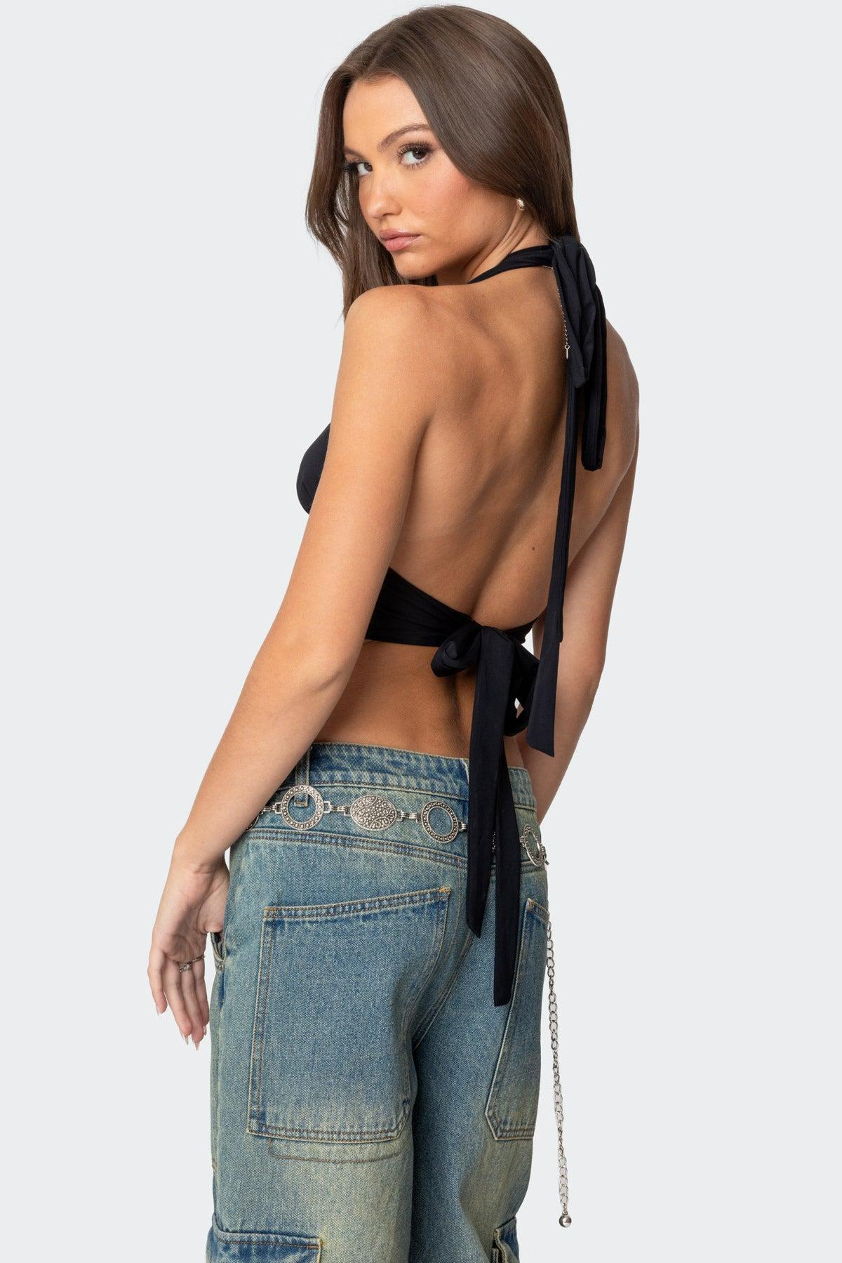 Open Back Triangle Halter Top Product Image