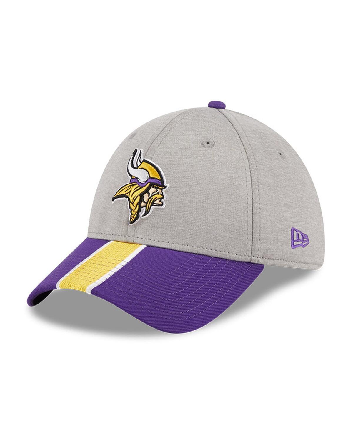 Mens New Era Heather Gray/Purple Minnesota Vikings Striped 39THIRTY Flex Hat Product Image