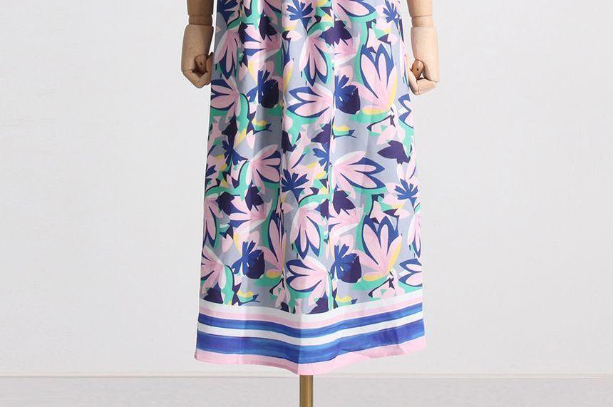 Spaghetti Strap Print Midi A-Line Dress Product Image