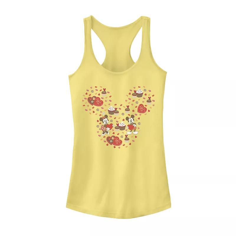 Disneys Mickey Mouse & Minnie Valentines Day Chocolates & Hearts Juniors Racerback Tank Top, Girls Product Image