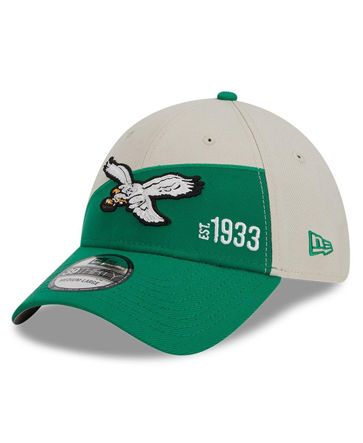 Mens New Era Cream/Kelly Green Philadelphia Eagles 2023 Sideline Historic 39THIRTY Flex Hat Product Image