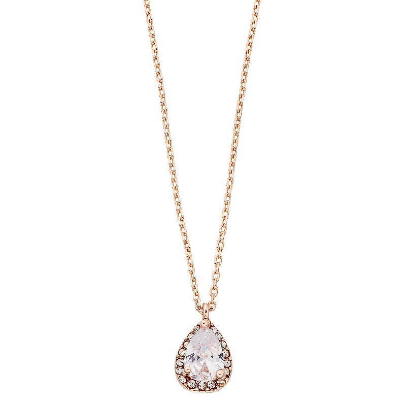 LC Lauren Conrad Simulated Crystal Teardrop Pendant, Womens, Pink Product Image