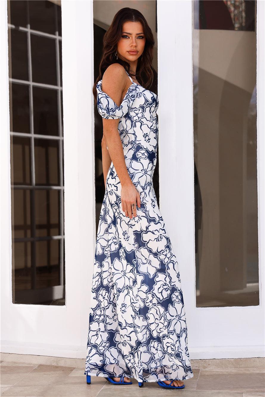 RUNAWAY Kelani Maxi Dress Navy Floral Product Image