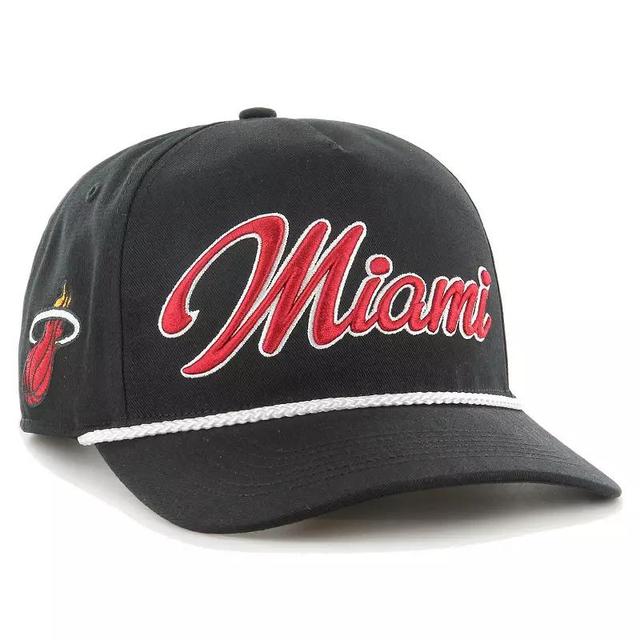 Mens 47 Brand Black Miami Heat Overhand Logo Hitch Adjustable Hat Product Image