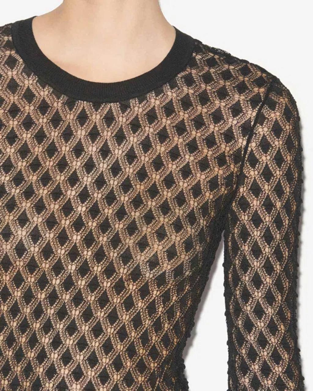 ISABEL MARANT Zavia Open Knit Crewneck Sweater In Black Product Image