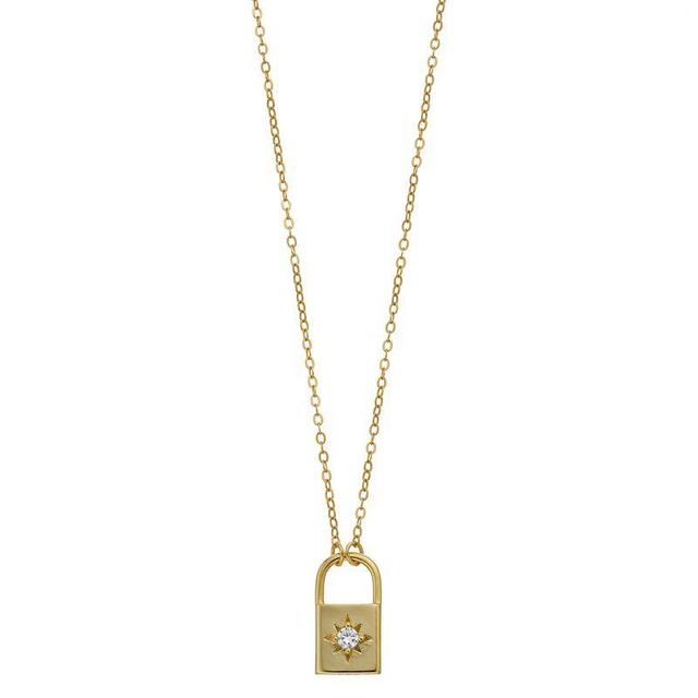 Stella Valentino 14k Gold Over Silver Lab-Created Moissanite Padlock Pendant Necklace, Womens Gold Tone Product Image