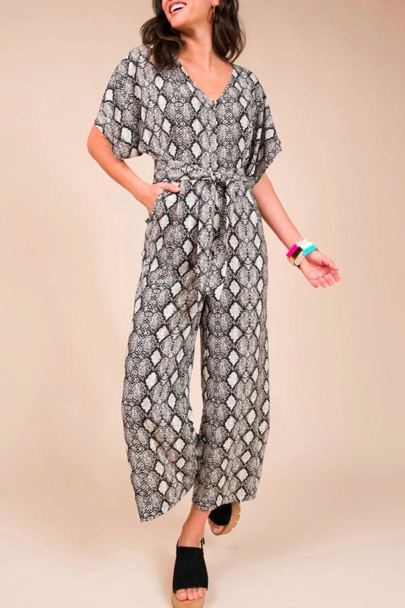 Cropped Snakeskin Jumpsuit Product Image