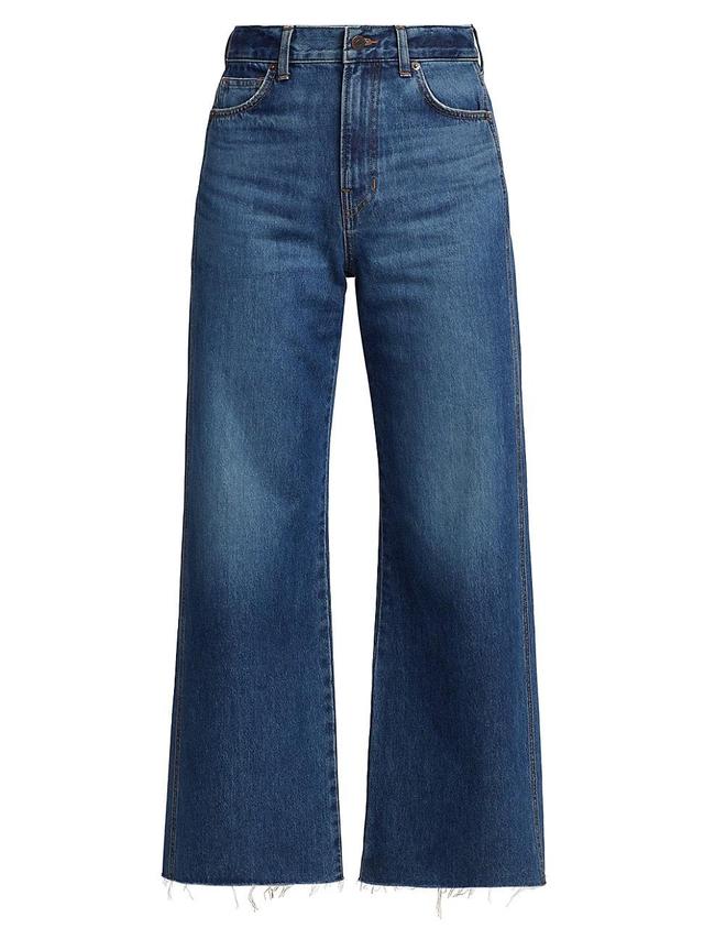 Veronica Beard Taylor Raw Hem High Waist Crop Wide Leg Jeans Product Image