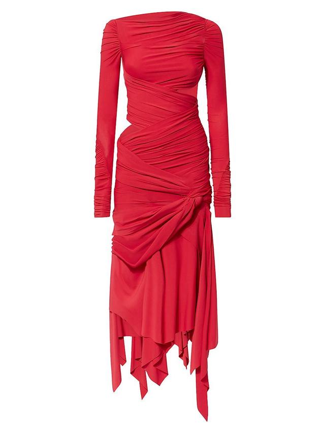 Womens Ruched Asymmetrical Jersey Midi Dress Product Image