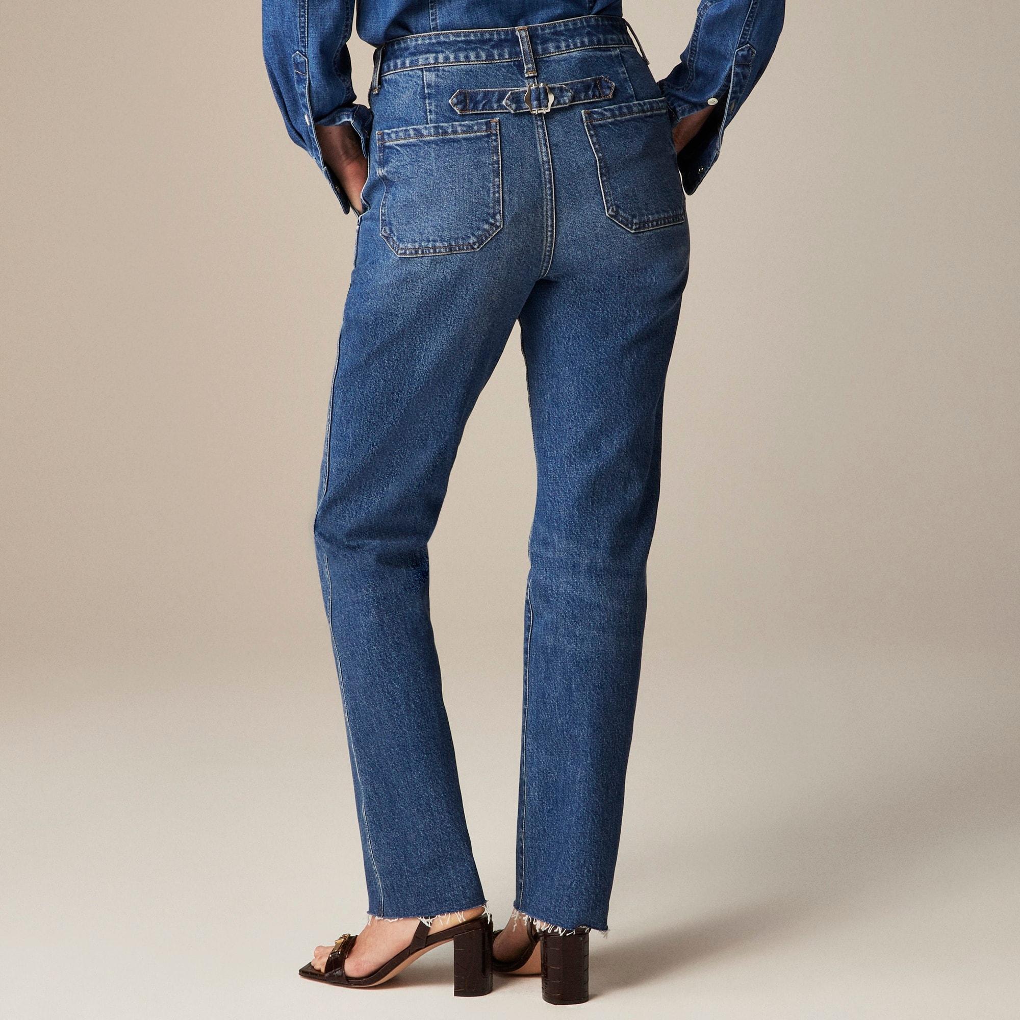 High-rise straight jean with slant pockets in 1996 semi-stretch Product Image