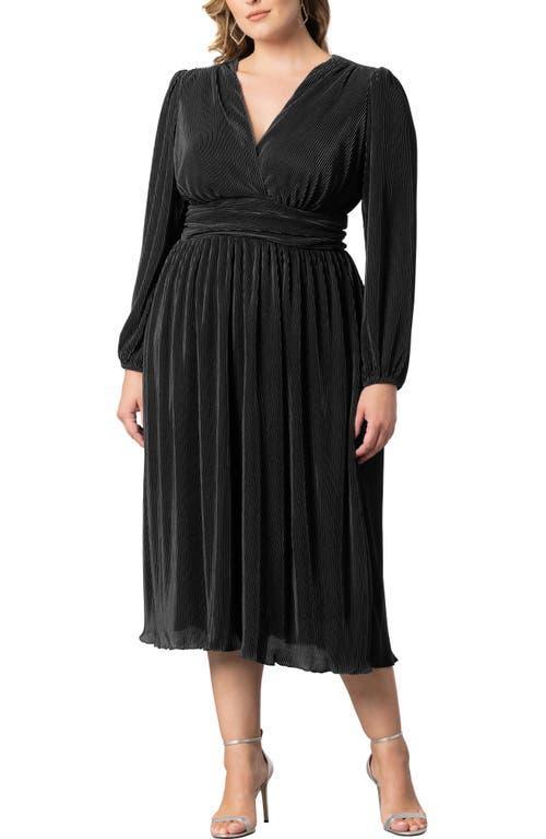 Kiyonna Sophie Pleated Midi A-Line Cocktail Dress Product Image