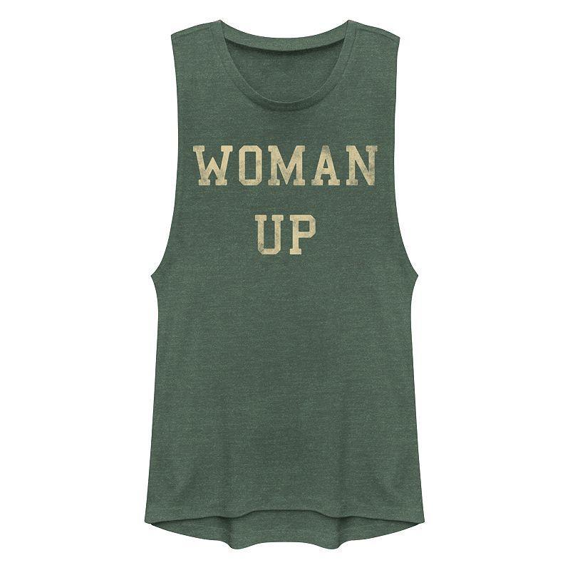 Juniors Woman Up Muscle Tank, Girls Green Product Image