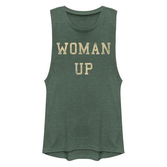 Juniors Woman Up Muscle Tank Top, Girls Pine Grey Product Image