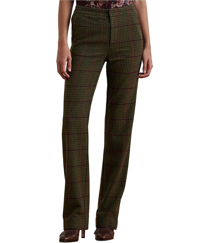 Lauren Ralph Lauren Quartilla Checked Twill Straight Leg High Rise Pants Product Image