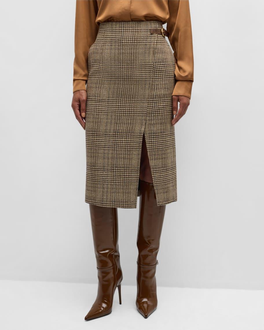 Amber Check Wrap Midi Skirt Product Image