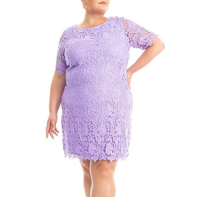 Plus Size Nina Leonard Lace Sheath Dress, Womens Blue Product Image