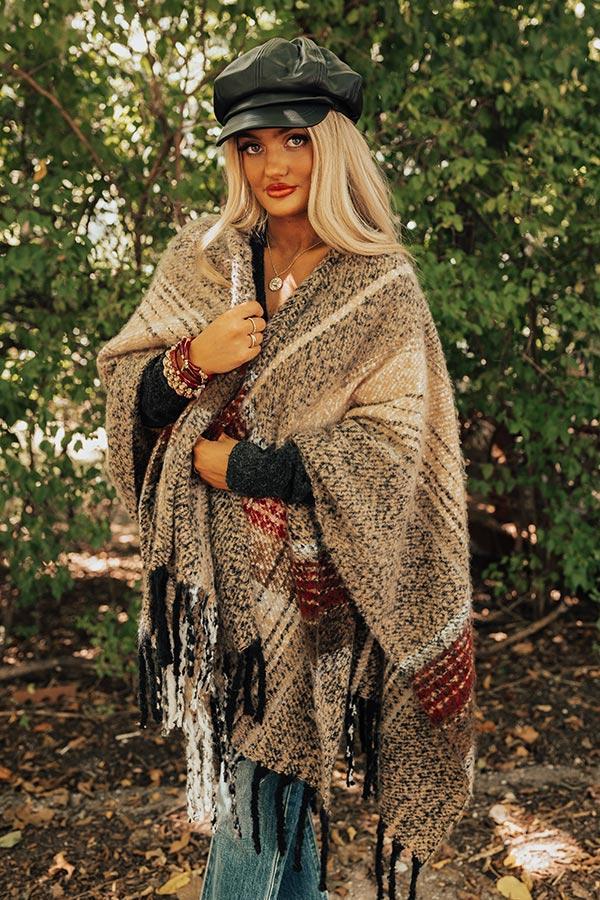 Frozen Lake Ultra Soft Poncho In Iced Latte Product Image