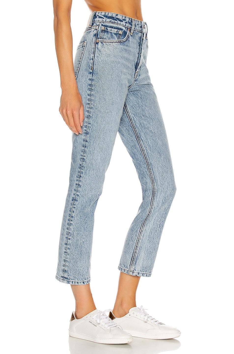 GRLFRND Karolina High Rise Straight Crop in Larchmont - Blue. Size 32 (also in 24, 31). Product Image