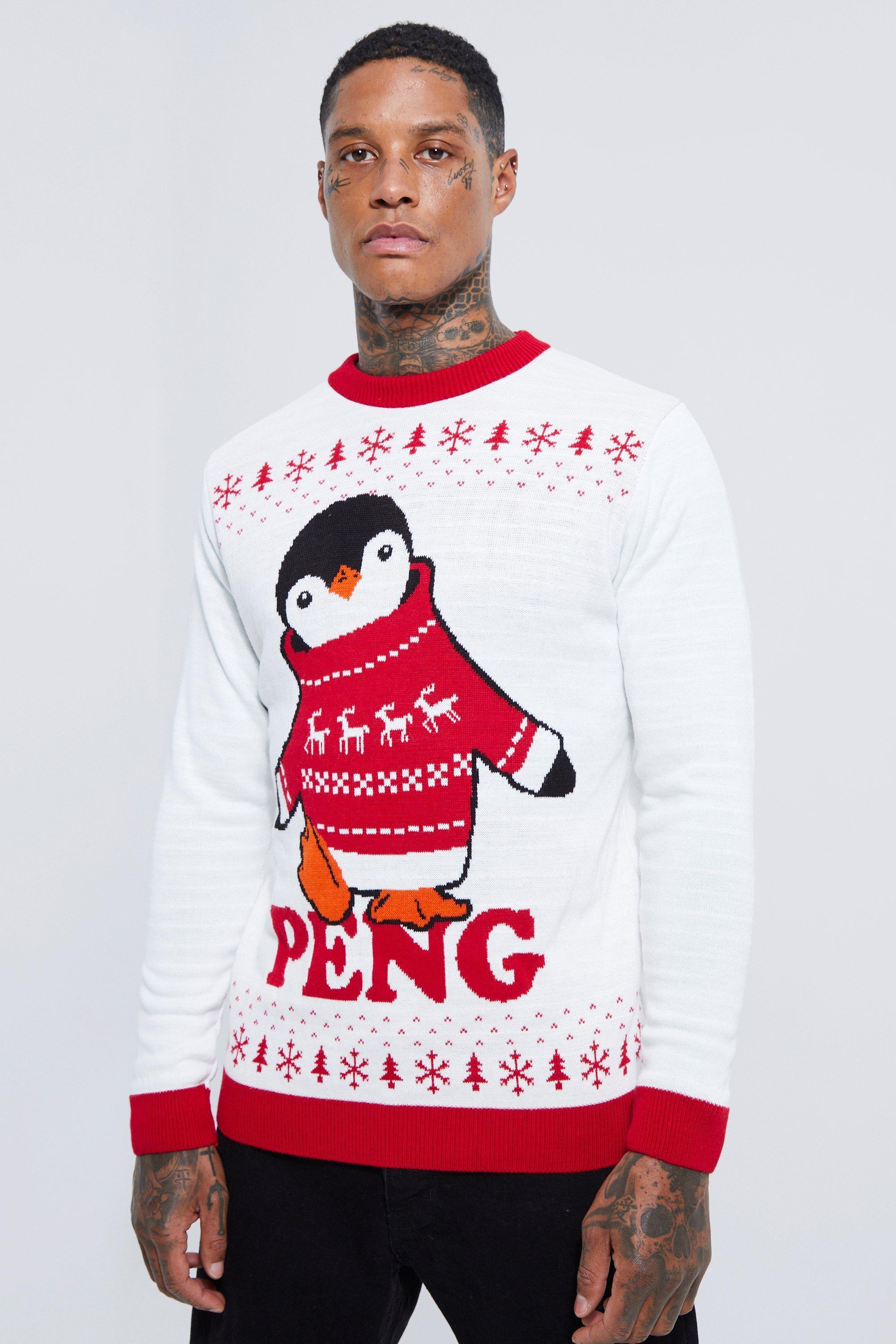 Peng Penguin Christmas Sweater | boohooMAN USA Product Image