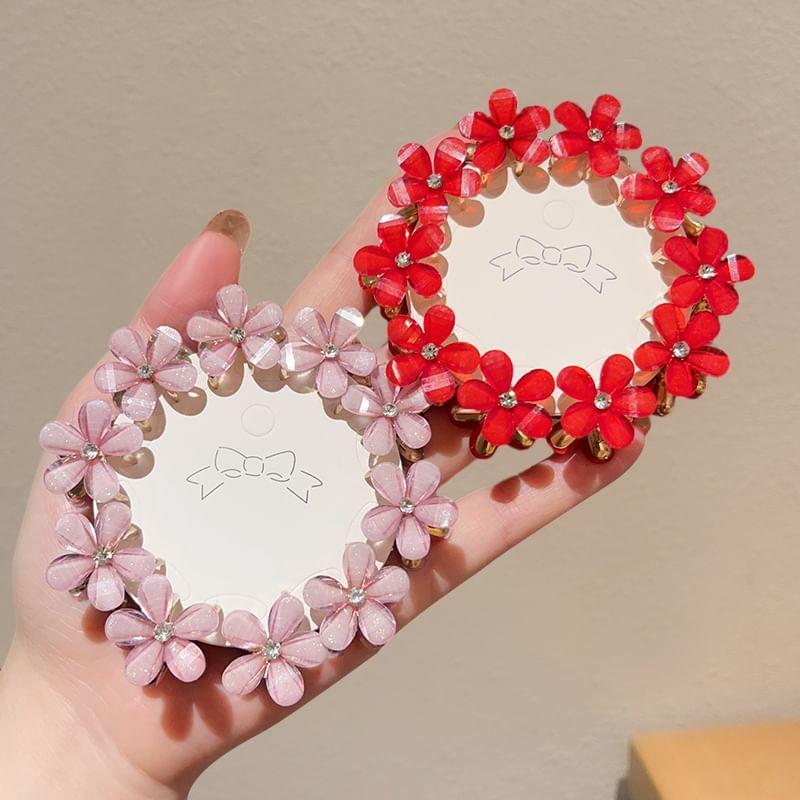 Set of 10: Floral Rhinestone Hair Claw Product Image