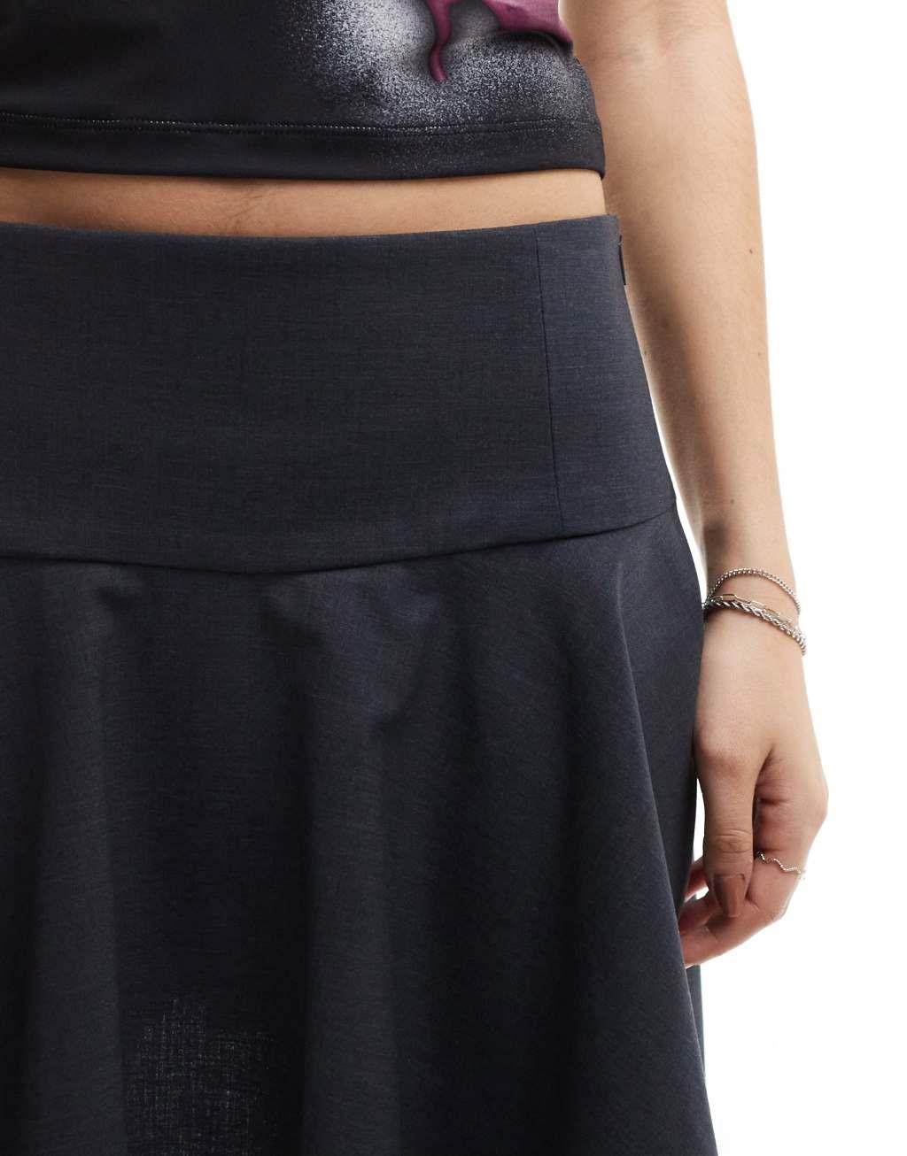 Mango hanky hem tailored skirt in gray Product Image