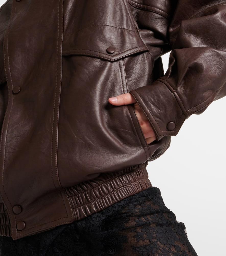 Leather Blouson In Brown Product Image