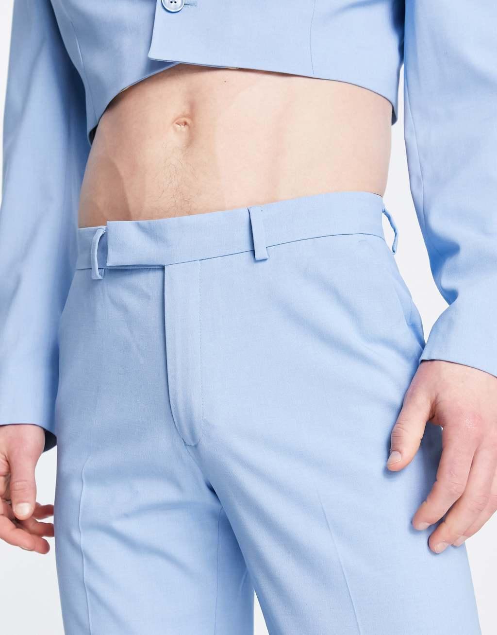 ASOS DESIGN slim suit pants in pale blue Product Image