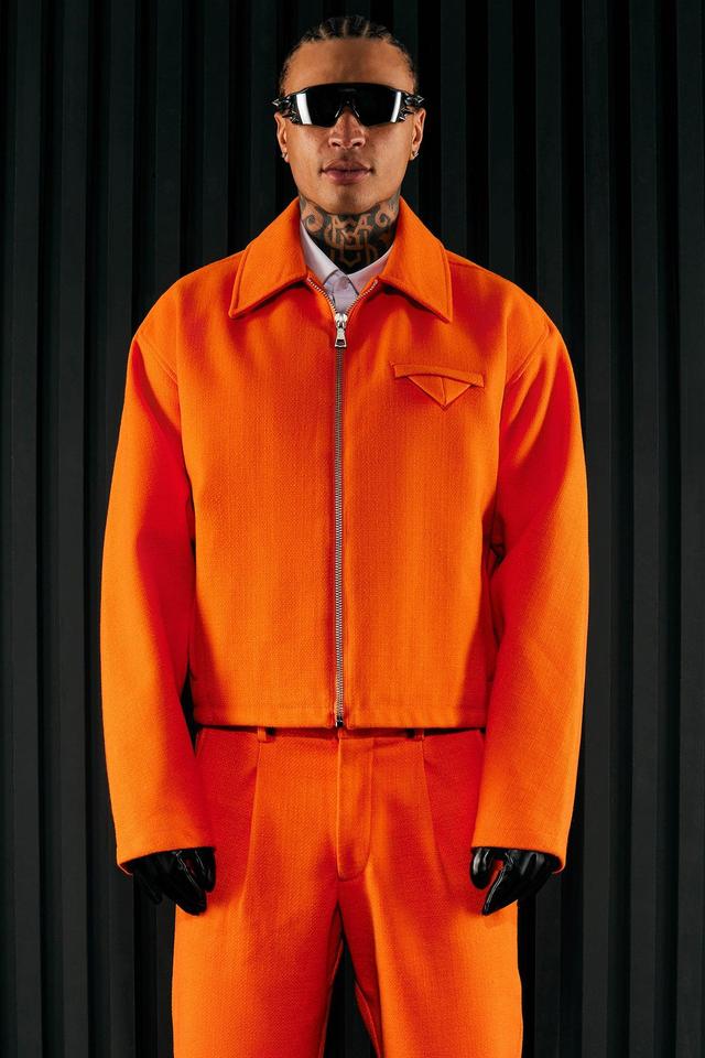 Wilder Textured Weave Cropped Jacket - Orange Product Image