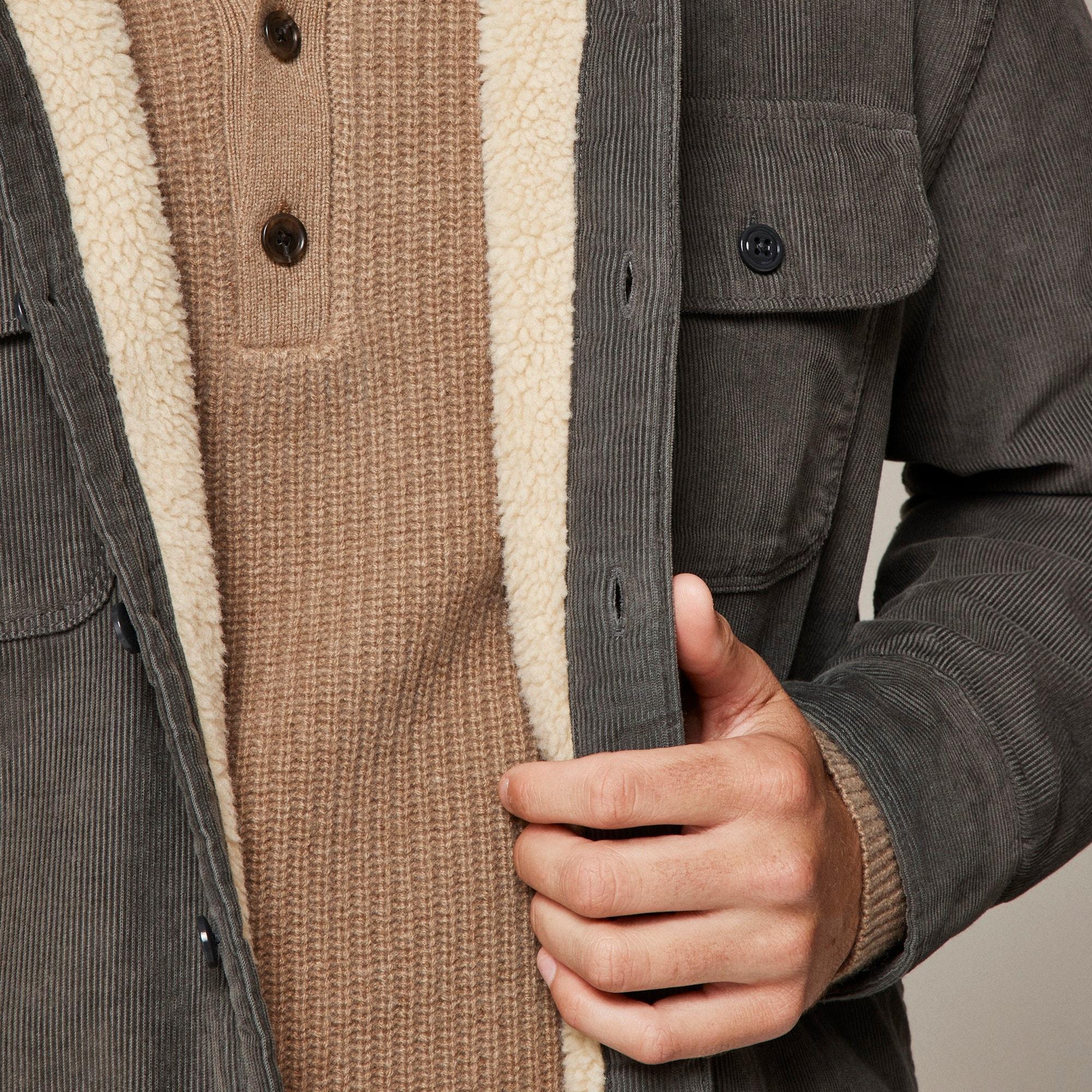 Sherpa-lined corduroy shirt-jacket Product Image